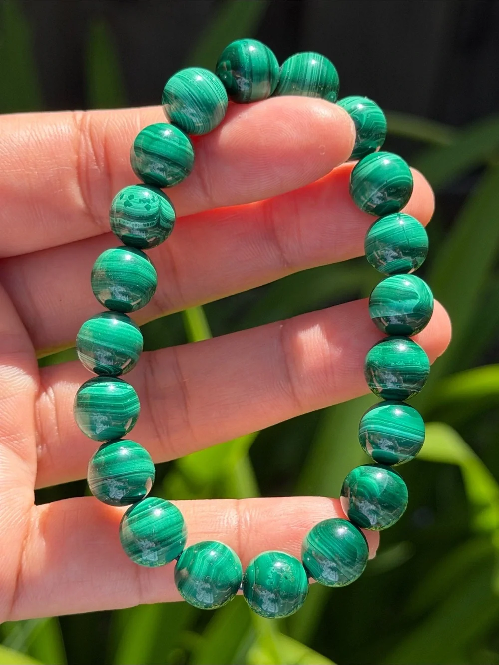 Green Malachite Bead Stretch Bracelet - Unbranded pap